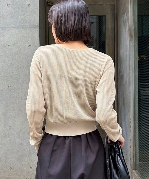 カーディガン シアーリブカーディガン レディースの画像