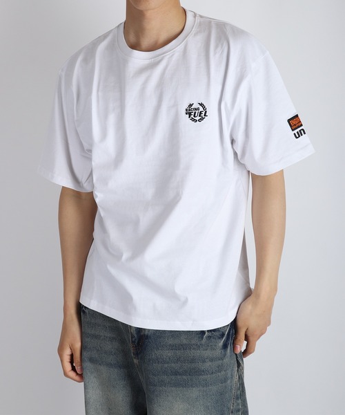 tシャツ 76 ワンポイント刺繍 半袖Tシャツ バック無地 シンプルロゴTEE