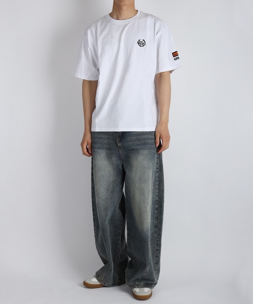 tシャツ 76 ワンポイント刺繍 半袖Tシャツ バック無地 シンプルロゴTEE