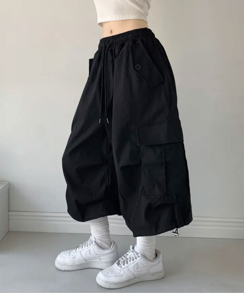 カーゴパンツ ワイド カーゴ バミューダハーフパンツ レディース