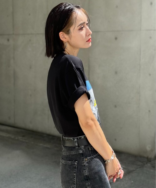 「L.H.P」 半袖Tシャツ X-LARGE ブラック レディース_画像3