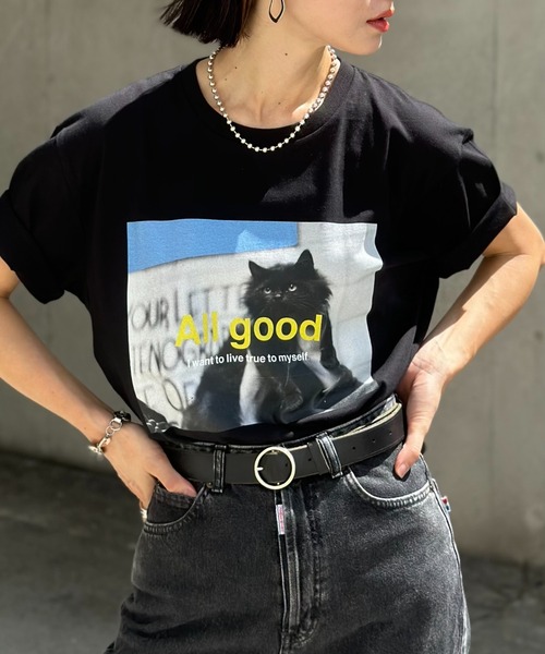 「L.H.P」 半袖Tシャツ X-LARGE ブラック レディース_画像4