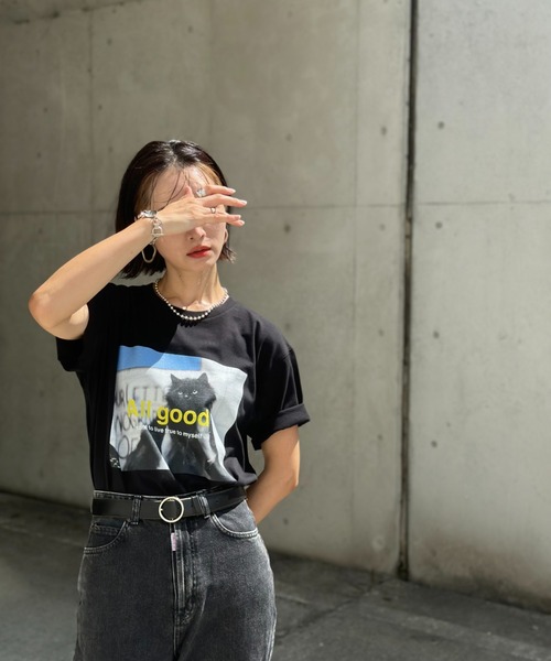 「L.H.P」 半袖Tシャツ X-LARGE ブラック レディース_画像5