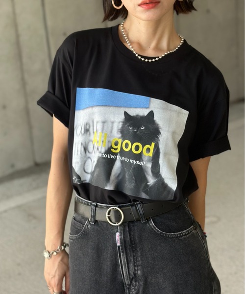 「L.H.P」 半袖Tシャツ X-LARGE ブラック レディース_画像8