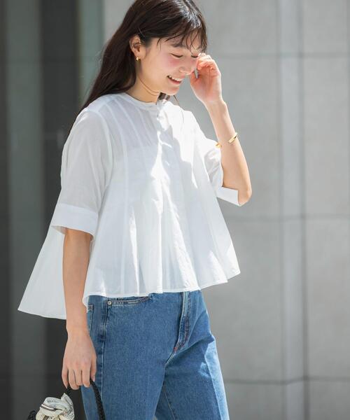 ブラウス シャツ 「WEB限定」コットンボイルフレアシャツ レディースの画像