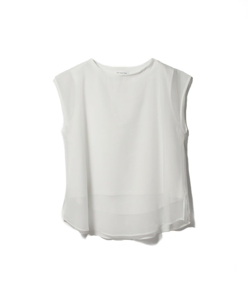 tシャツ ESTNATION / シフォンドッキング ノースリーブカットソー「EXCLUSIVE」 レディースの画像