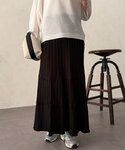 ロング スカート プリーツ切替ティアードスカートの詳細画像1