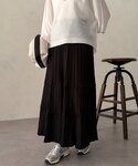 ロング スカート プリーツ切替ティアードスカートの詳細画像2