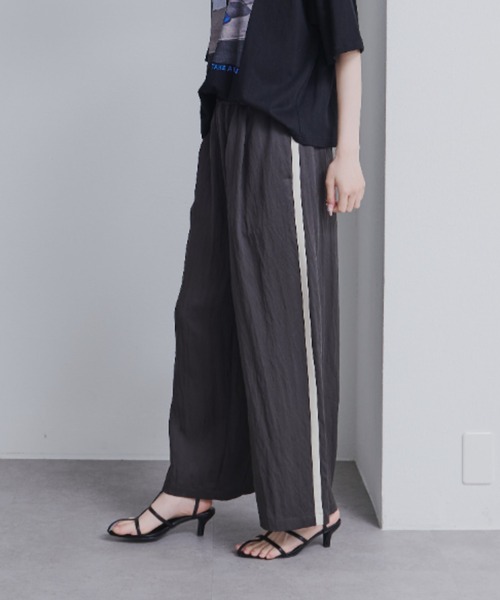 パンツ サイドラインデザインパンツ レディースの画像
