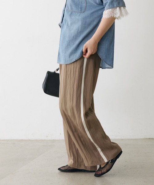 パンツ サイドラインデザインパンツ レディースの画像