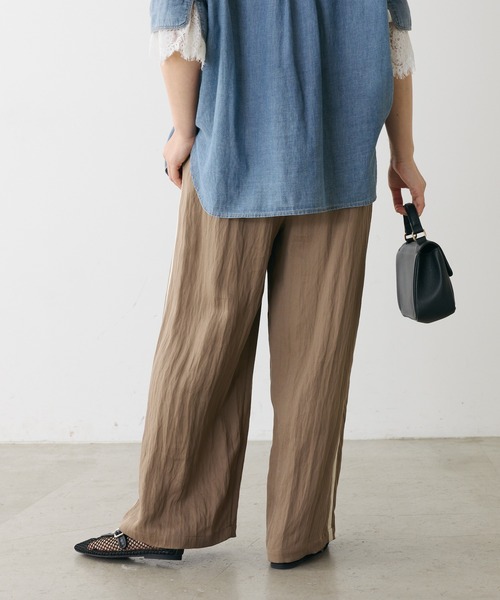パンツ サイドラインデザインパンツ レディースの画像