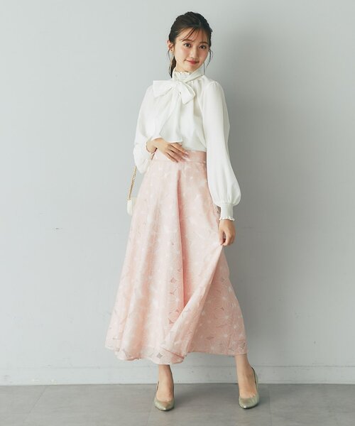 【新品】ラブティックボンボン　オパール加工お花フレアスカート　ピンク　38 La boutique Bonbon（ラブティックボンボン） ロング スカート