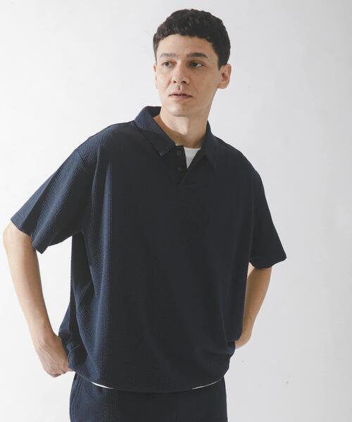 URBAN RESEARCH Sonny Label tシャツ カットシアサッカー襟付きプル