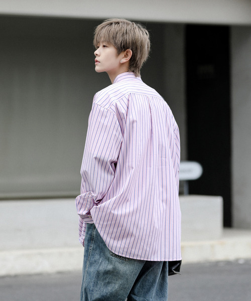 「neos」 「NATURAL STORY」長袖シャツ LARGE ピンク メンズ_画像9