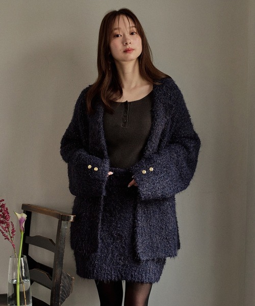 セットアップ glitter melange knit set up / グリッターメランジニットセットアップ レディース | mideal