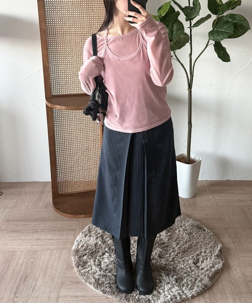 「MUHET」 スカート LARGE ネイビー レディース_画像2