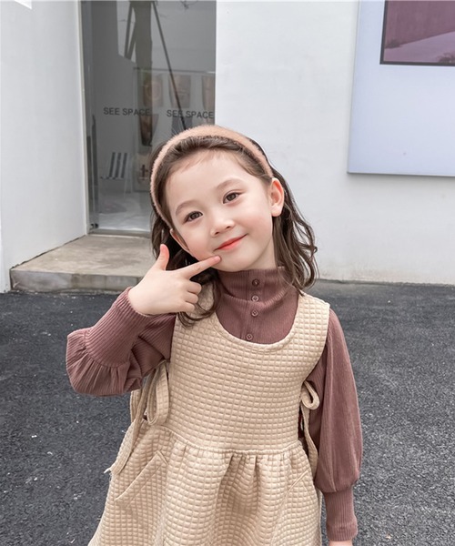 ワンピース Aimoha Kids 新作 韓国子供服 ワッフル生地リボン付きノースリーブワンピース ジャンパースカート Zozotown Paypayモール店 通販 Paypayモール