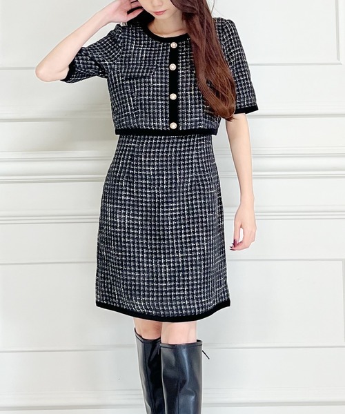 ワンピース 配色ツイードワンピース Zozotown Yahoo 店 通販 Yahoo ショッピング