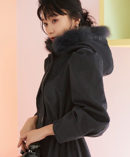 オンワード ロングコート フォックスファー 希少カラー ふわふわ
