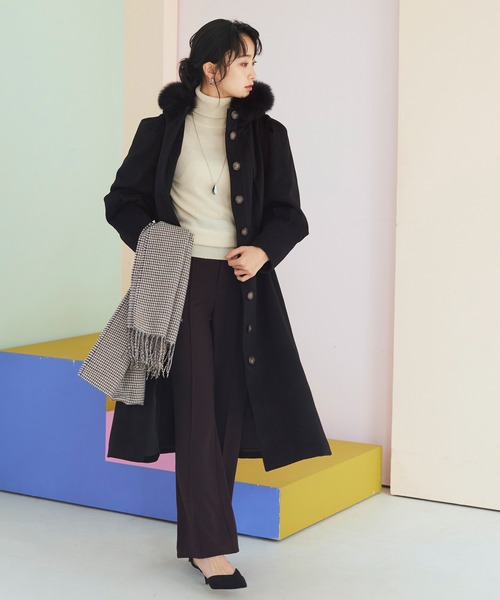 RUIRUE BOUTIQUE コート アウター フォックスファーフーディー