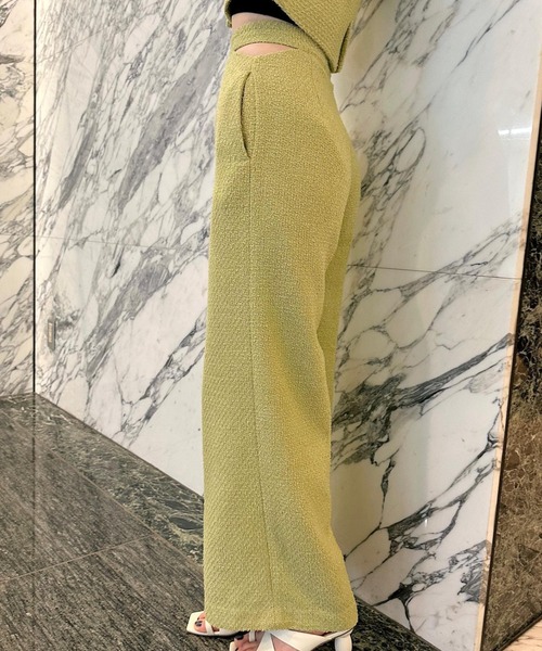 eimy istoire パンツ カッティングツイードストレートパンツ