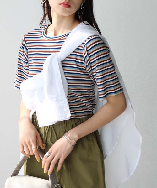 tシャツ マルチボーダーフリルカットソー レディース 楽天市場】マルチボーダー（レディースファッション）の通販