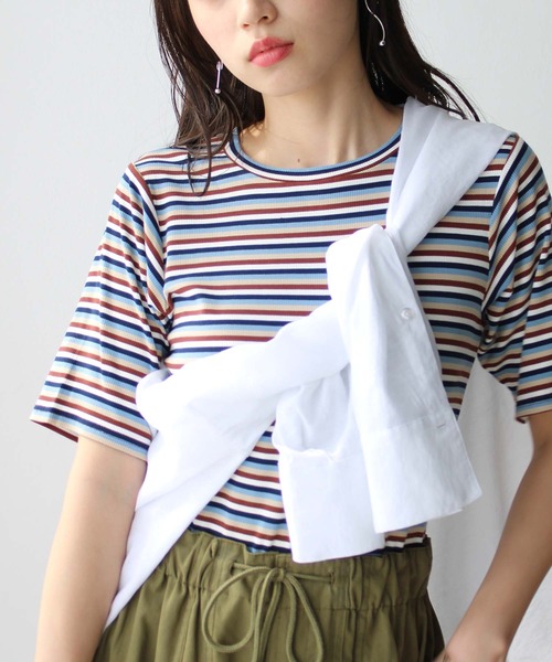 tシャツ マルチボーダーフリルカットソー レディース pg0026-03_1.jpg