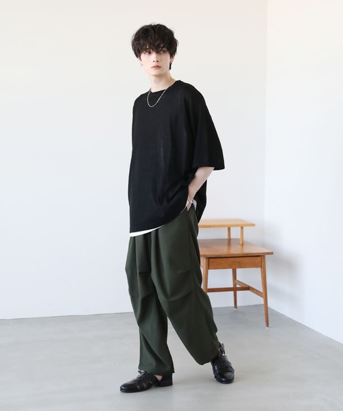 セットアップ サマー ニット セーター 5分袖 ロング丈 S/XL セットアップ ニット セーター サマーニット 5分袖 ロング 〜XL