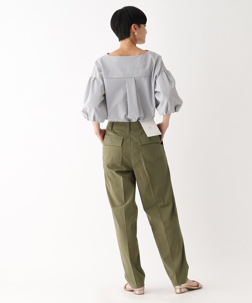 美品 CLOTH&CROSS ハグオーワー チノパン ストレッチ ベイカーパンツ ストレッチベイカーパンツ/オーガニックコットン混【洗濯機洗い