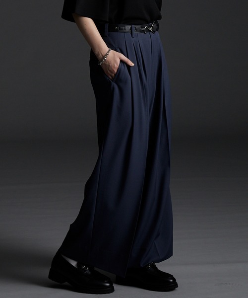 パンツ check tuck wide slacks pants 受注制【Chikashitsu +】wide tuck slacks (3color) | OUR BRAND