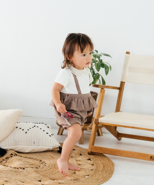 kids zoo（キッズズー） ベビー服 ロンパース レース衿付きジャガード