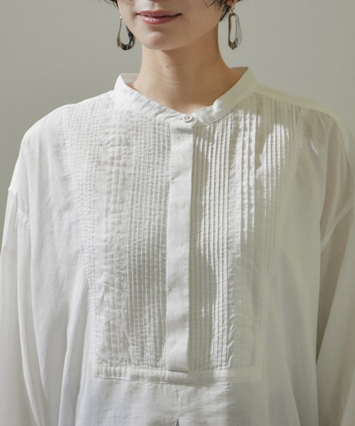 ブラウス シャツ 「WEB限定」ピンタックチュニックブラウス/24SS 