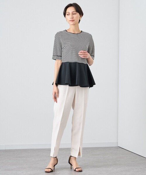 ANAYI パンツ ライトスラブテーパードスリットパンツ レディース