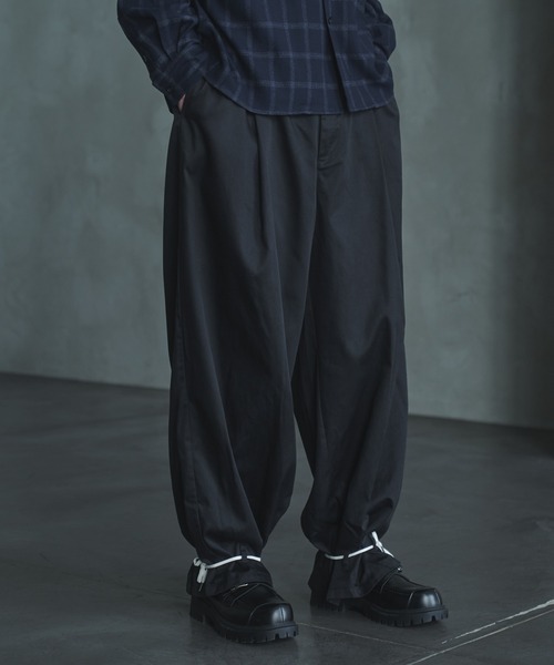 ワイド スウェットパンツ 2色 ドローストリング ゆったり cr9777 DOOPZ パンツ Drawstring tuck wide pants - ドローストリング
