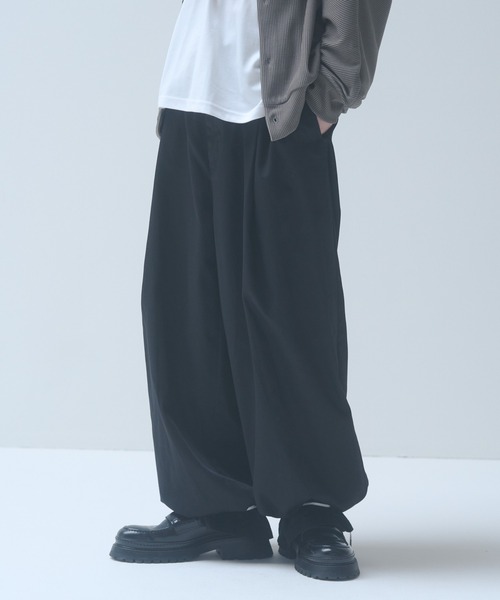 バックドロー ストリング ベスト ワイドパンツ セット おしゃれ DOOPZ パンツ Drawstring tuck wide pants - ドローストリング