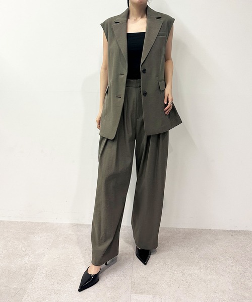 【新品未使用】ノーブル　リネンオックスベルテッドジレ　ベスト　23SS　ベルト N.O.R.C ベスト リネンオックステーラードジレ レディース