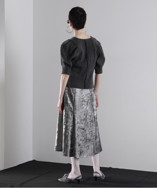 スカート セミフレアメタリックスカート レディース : 83470726  