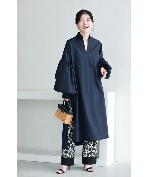 フラワーロングシャツ ワンフォークロージング 1111clothing シルキーシャツ メンズ