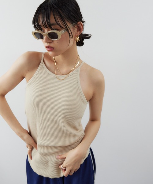 HANNE タンクトップ ノースリーブ カップインアメスリタンク