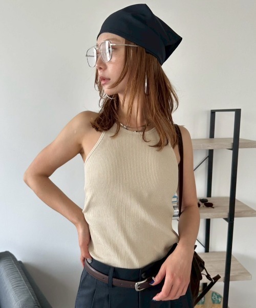 HANNE タンクトップ ノースリーブ カップインアメスリタンク