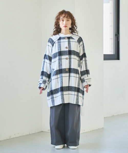 Kelen（ケレン） コート アウター 「KELEN/ケレン」ノーカラーチェック