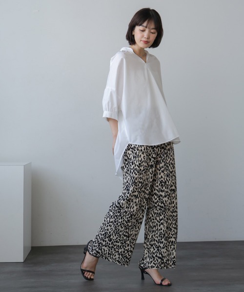 ストレッチ生地のプリーツパンツ Bou Jeloud パンツ 「M・Lサイズ展開」ストレッチプリーツパンツ