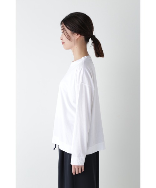 human woman tシャツ BONJOURロゴ刺繍Tシャツ長袖 レディース