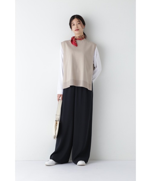 human woman / ヒューマンウーマン ◆BONJOURロゴ刺繍Ｔシャツ長袖 セール】◇BONJOURロゴ刺繍Tシャツ長袖（Tシャツ/カットソー