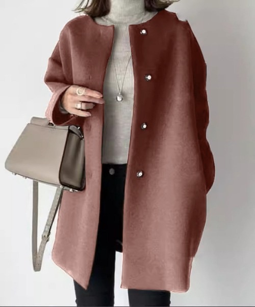 INASTUDIOS コート チェスターコート エフォートレス ノーカラーロング