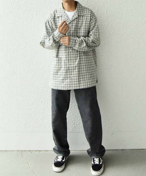 SHIPS any シャツ any: モノトーン チェック サイドポケット