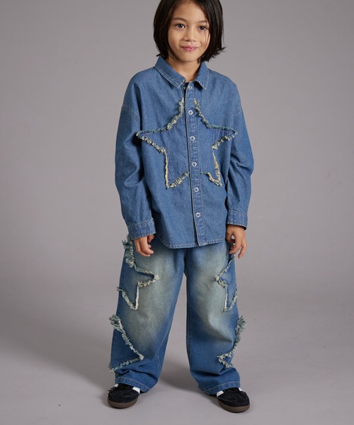 LOVE MOSCHINO デニム風プリントの長袖シャツ PAIRMANON STREET ブラウス シャツ 「PAIRMANON STREET