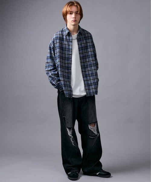 JUNRED（ジュンレッド） シャツ オンブレチェックシャツ メンズ