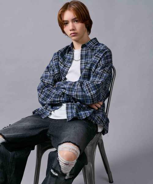 JUNRED（ジュンレッド） シャツ オンブレチェックシャツ メンズ