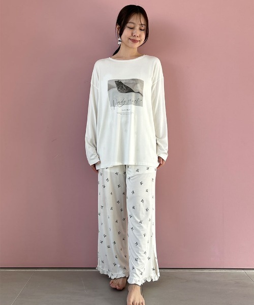 SNIDEL HOME 新品タグ付き 長袖ルームウェア SNIDEL HOME パジャマ ルームウェア CAT Tシャツ レディース